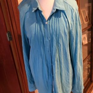 J Jill Blue Button Down Shirt Size XL